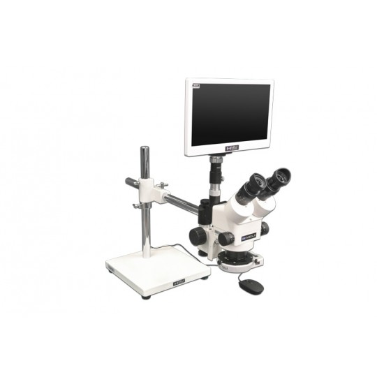 EMZ-13TR + MA502 + F + S-4100 + MA961D/S/ESD + MA151/35/03 + HD1500TM (10X - 70X) Stand Configuration System, Working Distance: 90mm (3.54")