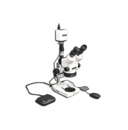 EMZ-13TR + MA502 + P + MA961W/80/ESD (Warm White) + MA151/35/03 + HD1500MET (10X - 70X) Stand Configuration System, Working Distance: 90mm (3.54")