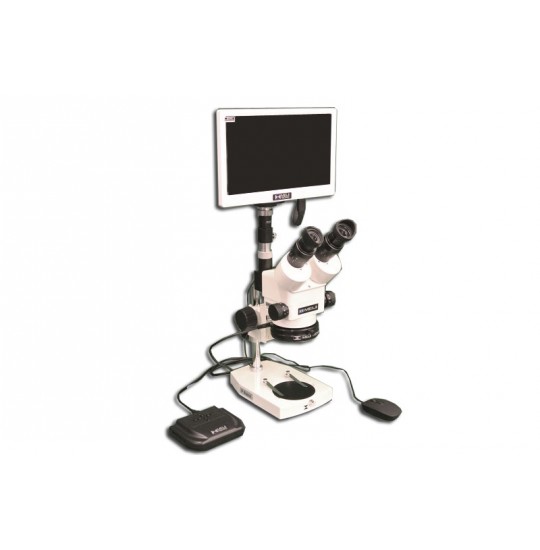 EMZ-13TR + MA502 + P + MA961W/80/ESD (Warm White) + MA151/35/03 + HD1500MET-M (10X - 70X) Stand Configuration System, Working Distance: 90mm (3.54")
