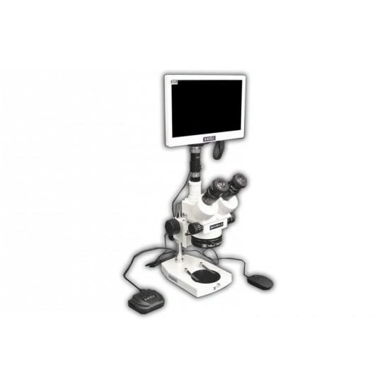 EMZ-5TRH + MA522 + P + MA961W/40 (Warm White) + MA151/35/03 + HD1500MET-M (7X - 45X) Stand Configuration System, Working Distance: 93mm (3.66")