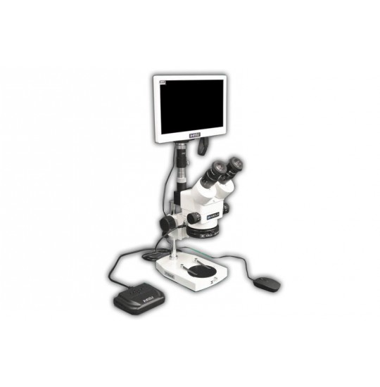 EMZ-8TRH + MA522 + P + MA961W/80/ESD (Warm White) + MA151/35/03 + HD1500MET-M (7X - 45X) Stand Configuration System, Working Distance: 104mm (4.09")