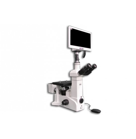 IM7530-HD1500MET-M/0.3 50X - 500X Trinocular Inverted Brightfield/Darkfield Metallurgical Microscope and HD Camera (HD1500MET-M)