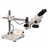 SMD-5- Binocular Zoom 7X – 45X Stereo Microscope package with Incident Ring Light LED on a  Boom Stand for Surface Mount Device Inspection.