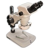 EM-50L Binocular Stereo Entry-Level Industrial and Educational Microscope with 6.7X - 45X Zoom  Range Magnification on a pole stand with 58 bulb array LED Ring Light (MA962) and Ring Light  adapter